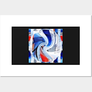 Blue, red and white Posters and Art